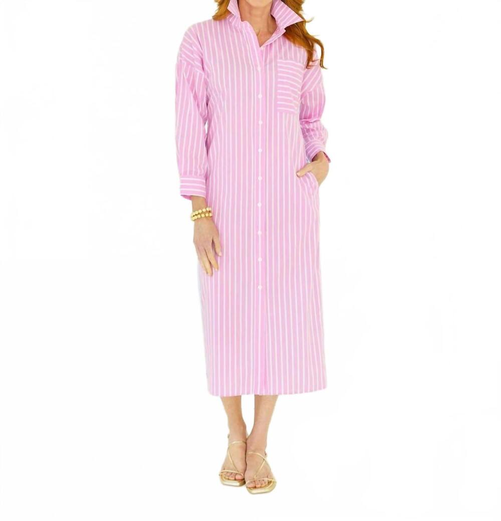 NEW CARYN LAWN libby stripe midi dress in pink